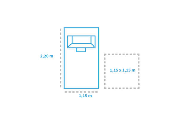 Grafik: Abmessungen Altkleidercontainer