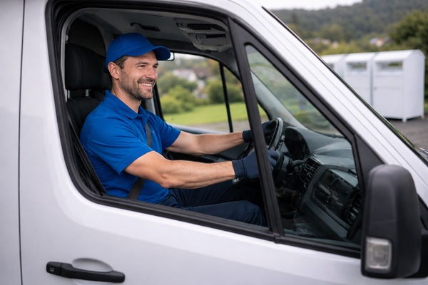 Fahrer eines Transporters für die Altkleidersammlung