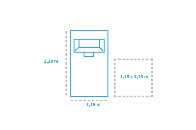 Grafik: Abmessungen Altkleidercontainer